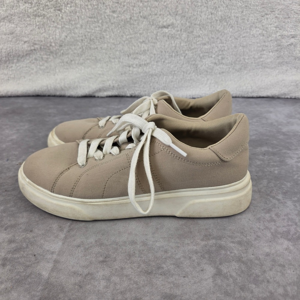 Mad Love Tan Canvas Lace Up Low Top Platform Sneakers Womens Size 9